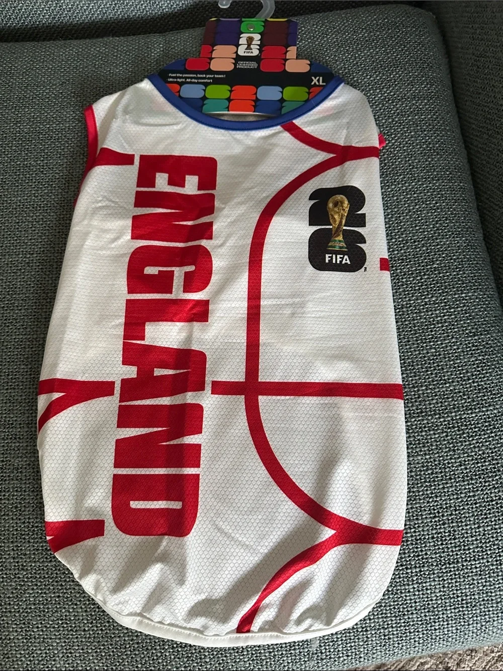 England FIFA White & Red Soccer Pet Jersey